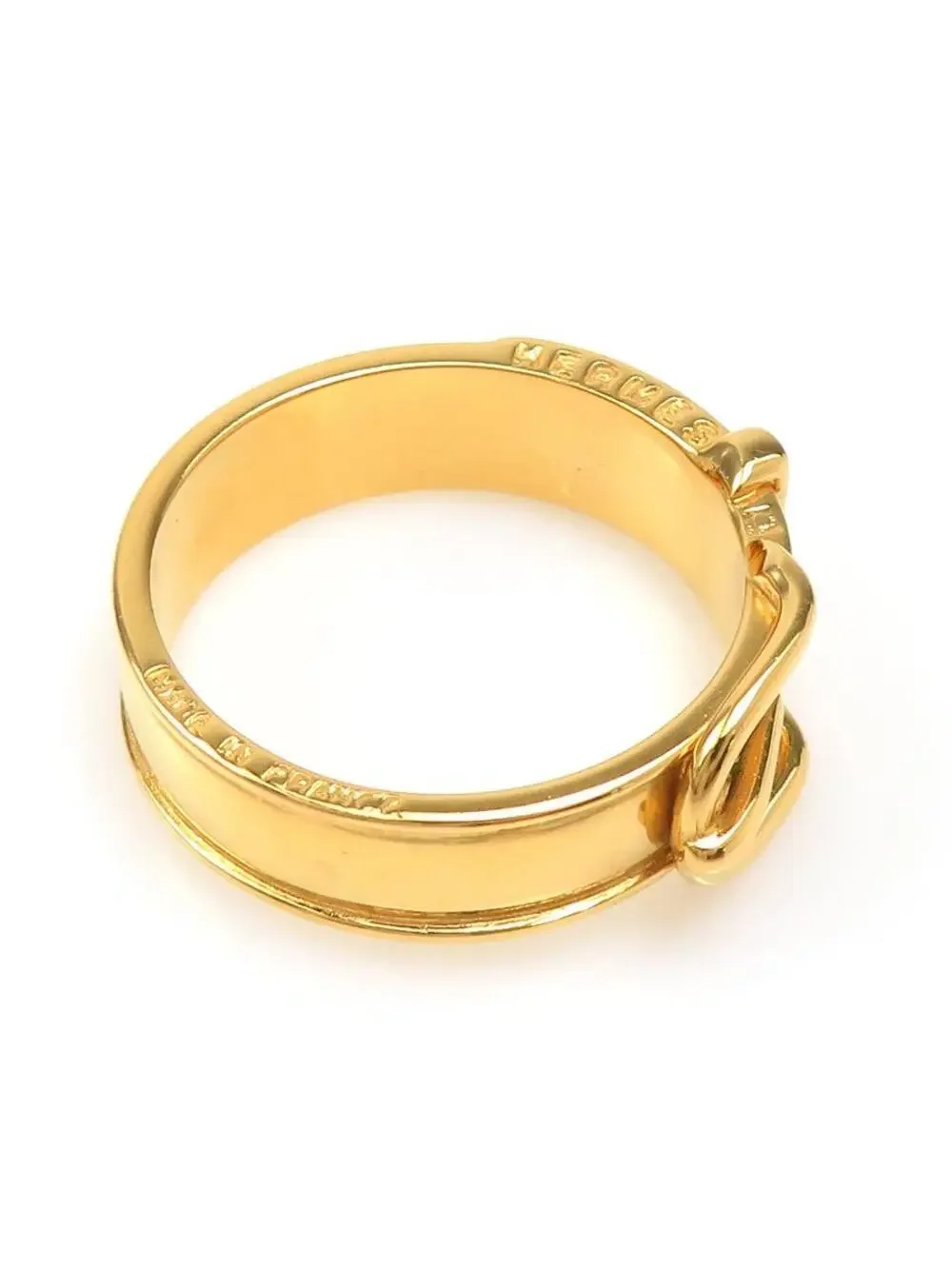 Auth Hermes Belt Motif Scarf Ring Gold #302919H16B